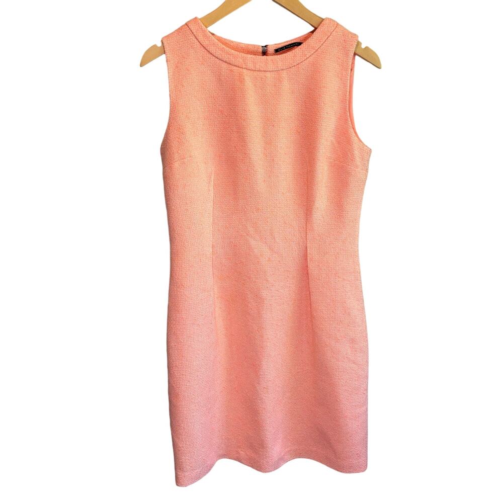 Elie Tahari Bright Orange Tweed Sleeveless Shift Dress - size 8